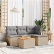 Afuera Living Contemporary 5 Piece Poly Rattan Sofa Set in Beige