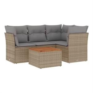Afuera Living Contemporary 5 Piece Steel Sofa Set in Gray/Beige