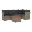 Afuera Living Contemporary 6 Piece Poly Rattan Sofa Set in Gray