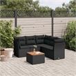 Afuera Living Contemporary 6 Piece Poly Rattan Large Sofa Set in Black
