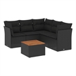 Afuera Living Contemporary 6 Piece Poly Rattan Large Sofa Set in Black