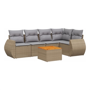 Afuera Living Contemporary 6 Piece Steel Sofa Set in Gray/Beige