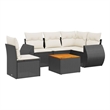 Afuera Living Contemporary 6 Piece Poly Rattan Sofa Set in Black/Cream