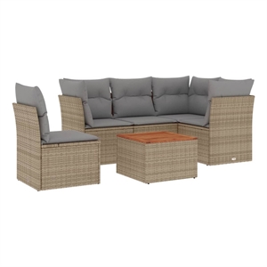 Afuera Living Contemporary 6 Piece Steel Patio Sofa Set Beige/Gray