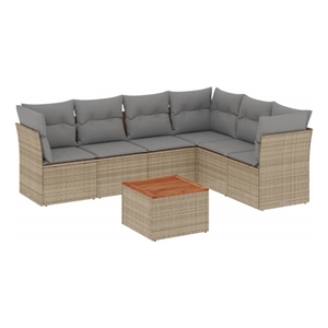 Afuera Living Contemporary 7 Piece Steel Sofa Set in Gray/Beige