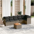 Afuera Living Contemporary Synthetic Poly Rattan 7 Piece Sofa Set in Gray