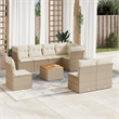Afuera Living Contemporary 9 Piece Poly Rattan Small Sofa Set in Beige