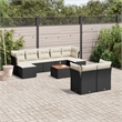 Afuera Living Contemporary Synthetic Poly Rattan 10 Piece Sofa Set in Black