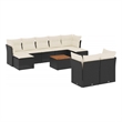 Afuera Living Contemporary Synthetic Poly Rattan 10 Piece Sofa Set in Black
