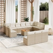 Afuera Living Contemporary 14 Piece Poly Rattan Sofa Set in Beige