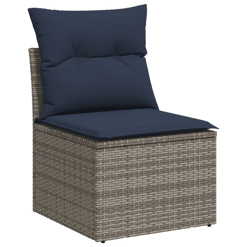 Afuera Living Contemporary Synthetic Poly Rattan 13 Piece Sofa Set in Gray