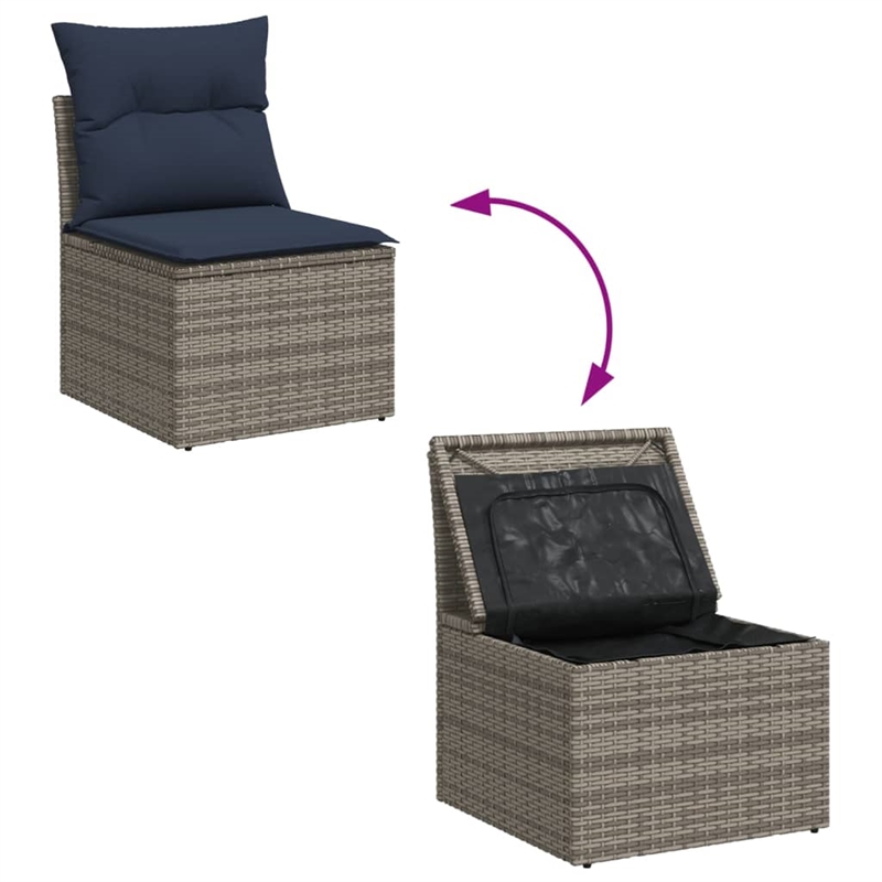 Afuera Living Contemporary Synthetic Poly Rattan 13 Piece Sofa Set in Gray