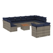Afuera Living Contemporary Synthetic Poly Rattan 13 Piece Sofa Set in Gray