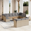 Afuera Living Contemporary Synthetic Poly Rattan 14 Piece Sofa Set in Gray/Beige
