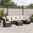 Afuera Living Contemporary 7 Piece Poly Rattan Sofa Set in Black/Cream