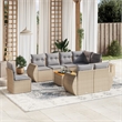 Afuera Living Contemporary Synthetic Poly Rattan 9 Piece Sofa Set in Beige