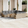 Afuera Living Contemporary Synthetic Poly Rattan 13 Piece  Sofa Set in Beige