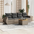 Afuera Living Contemporary 5 Piece Poly Rattan Small Sofa Set in Gray