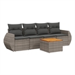 Afuera Living Contemporary 5 Piece Poly Rattan Small Sofa Set in Gray