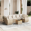 Afuera Living Contemporary 8 Piece Poly Rattan Sofa Set in Beige