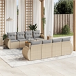 Afuera Living Contemporary Synthetic Poly Rattan 9 Piece  Sofa Set in Beige