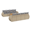 Afuera Living Contemporary Synthetic Poly Rattan 9 Piece  Sofa Set in Beige