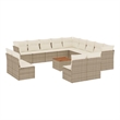 Afuera Living Contemporary 14 Piece Poly Rattan Sofa Set in Cream/Beige