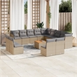Afuera Living Contemporary Synthetic Poly Rattan 14 Piece Sofa Set in Gray/Beige