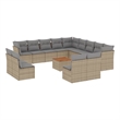 Afuera Living Contemporary Synthetic Poly Rattan 14 Piece Sofa Set in Gray/Beige
