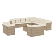 Afuera Living Contemporary 14 Piece Poly Rattan Sofa Set in Cream/Beige