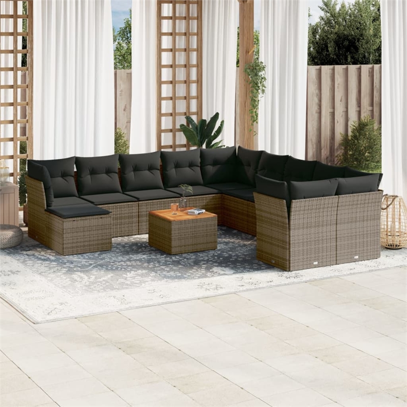 Afuera Living Contemporary Synthetic Poly Rattan Garden Sofa Set in Gray