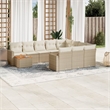 Afuera Living Contemporary Synthetic Poly Rattan 11 Piece Sofa Set in Beige
