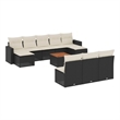 Afuera Living Contemporary 11 Piece Poly Rattan Sofa Set in Black/Cream