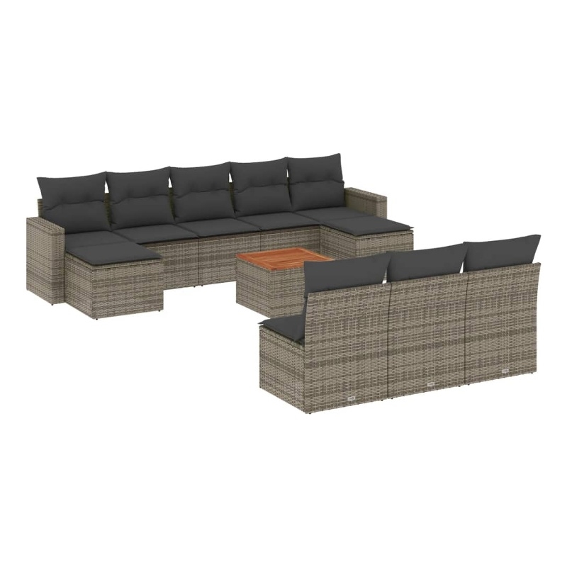 Afuera Living Contemporary 11 Piece Poly Rattan Sofa Set in Gray