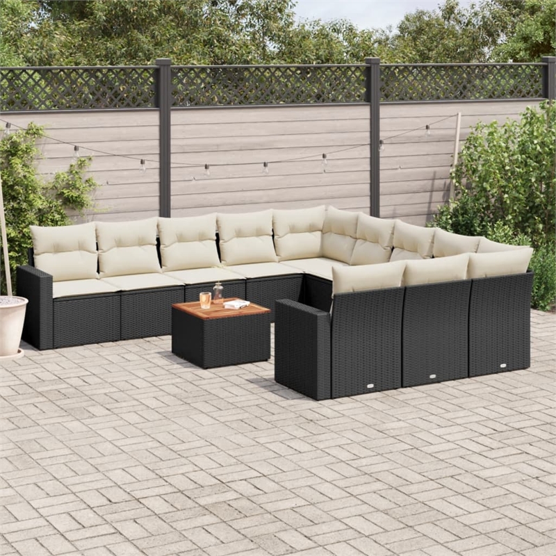 Afuera Living Contemporary 12 Piece Poly Rattan Sofa Set in Black