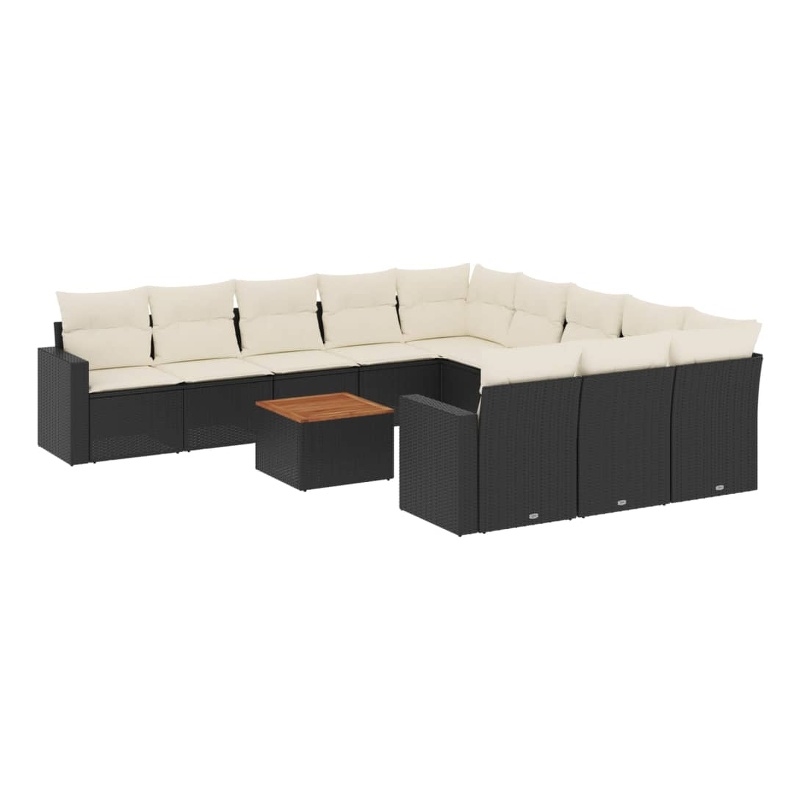 Afuera Living Contemporary 12 Piece Poly Rattan Sofa Set in Black