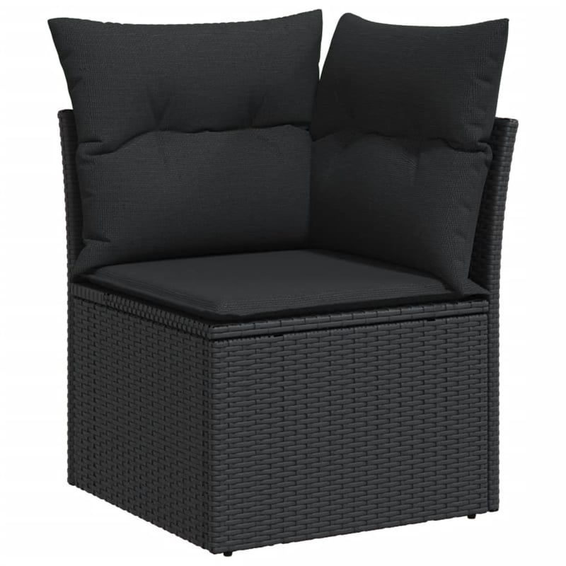 Afuera Living Contemporary 14 Piece Poly Rattan Sofa Set in Black