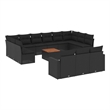 Afuera Living Contemporary 14 Piece Poly Rattan Sofa Set in Black
