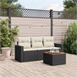 Afuera Living Contemporary 4 Piece Poly Rattan Sofa Set in Black/Cream