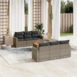 Afuera Living Contemporary 7 Piece Poly Rattan Small Sofa Set in Gray