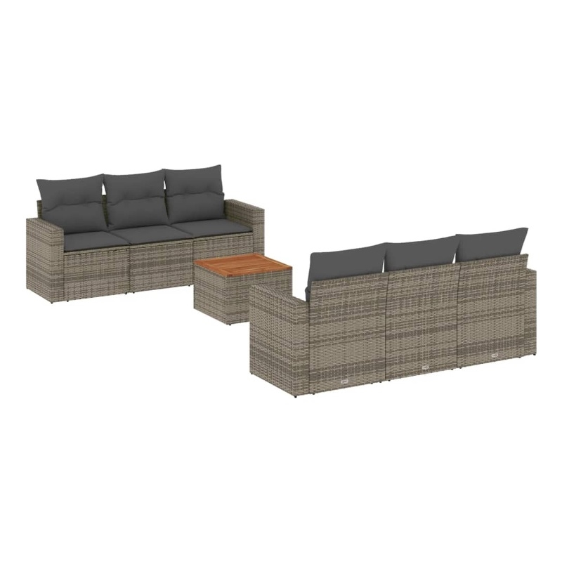 Afuera Living Contemporary 7 Piece Poly Rattan Small Sofa Set in Gray