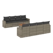 Afuera Living Contemporary Synthetic Poly Rattan 9 Piece  Sofa Set in Gray