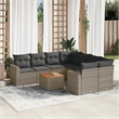 Afuera Living Contemporary Synthetic Poly Rattan 9 Piece Large Sofa Set in Gray