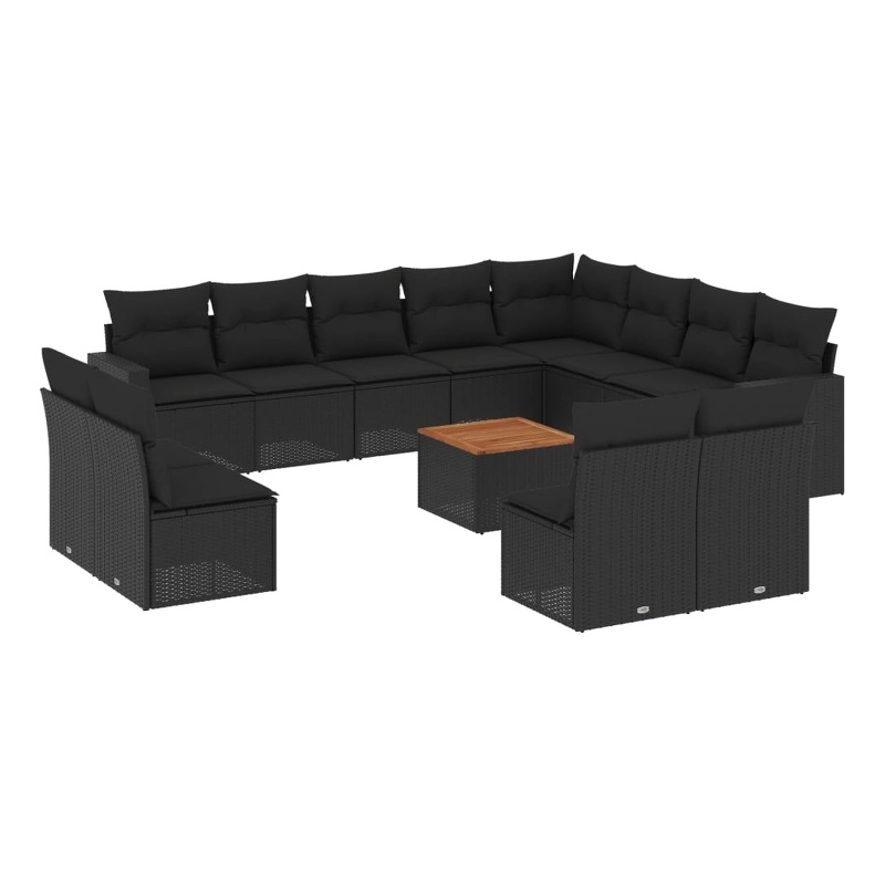 Afuera Living Contemporary 13 Piece Poly Rattan Large Sofa Set in Black