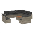Afuera Living Contemporary Synthetic Poly Rattan 13 Piece Sofa Set in Gray