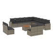 Afuera Living Contemporary 14 Piece Poly Rattan Sofa Set in Gray