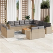 Afuera Living Contemporary 14 Piece Poly Rattan Sofa Set in Beige