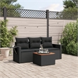 Afuera Living Contemporary Synthetic Poly Rattan 4 Piece Sofa Set in Black