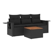 Afuera Living Contemporary Synthetic Poly Rattan 4 Piece Sofa Set in Black