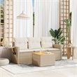 Afuera Living Contemporary Synthetic Poly Rattan 4 Piece  Sofa Set in Beige